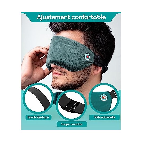 Medi-Grade Masque Yeux Chauffant Micro-Ondable | Masque Chauffant Yeux Avec Sangle Amovible et Sac de Voyage | Masque pour le