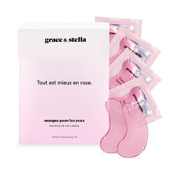 Grace & Stella - Masque Yeux [48 Paires, Or] Patch Yeux Anti Cernes en Gel - Réduit les Cernes Sous les Yeux, Yeux Bouffis, A...