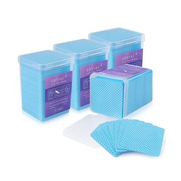 EBANKU 800 Pièces Lingettes Coton Ongles Gel Vernis Remover Wipes Lingettes Non Pelucheux Ongles Tampon Colle Bouteille Nail 