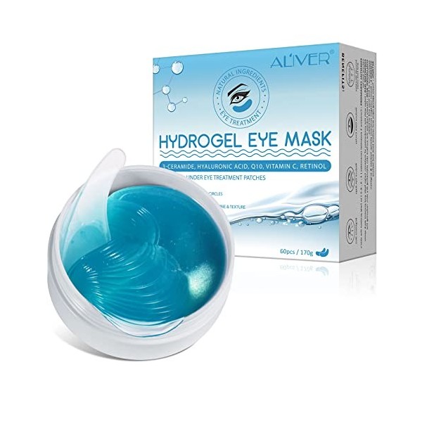 Masque Yeux Collagène 60pcs Masque Yeux Froid Masque hydratant pour les yeux à lacide hyaluronique, Serrage anti-rides, retr