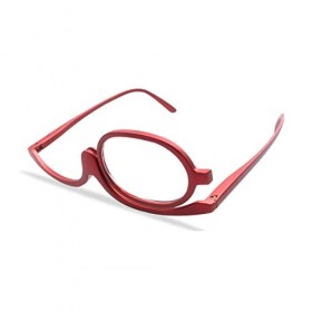 1pc Lunettes de maquillage grossissantes pour les yeux à lentille unique, lunettes de maquillage grossissantes rouges avec de