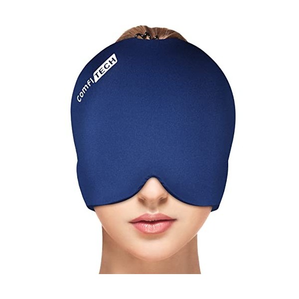 ComfiTECH bonnet migraine froid, bonnet anti-maux de tête pour soulager les yeux gonflés de tension pour les maux de tête des