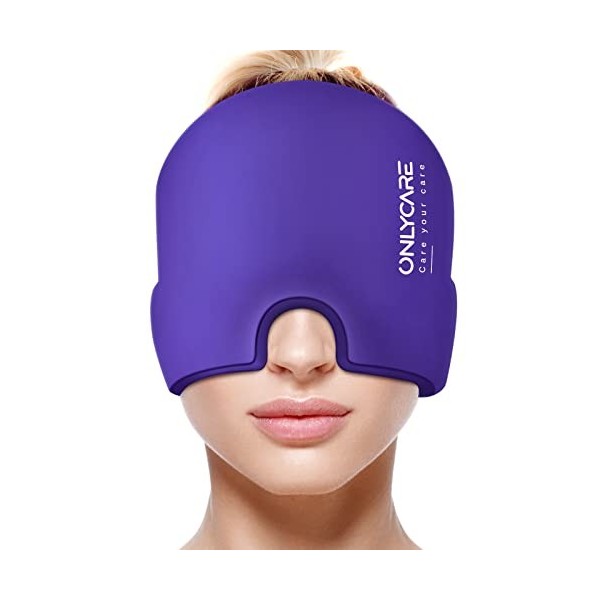 ONLYCARE Migraine Cap Bonnet migraine poche de glace, Poche de glace en gel, Migraine Masque de glace anti migraine Bonnet ra