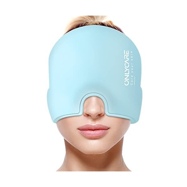 ONLYCARE Migraine Cap Bonnet migraine poche de glace, Poche de glace en gel, Migraine Masque de glace anti migraine Bonnet ra