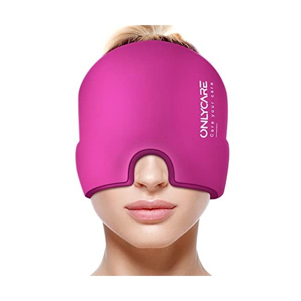 ONLYCARE Migraine Cap Bonnet migraine poche de glace, Poche de glace en gel, Migraine Masque de glace anti migraine Bonnet ra