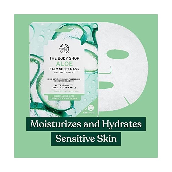 The Body Shop Aloe Calm Hydration Sheet Mask - Soothe and hydrate dry, sensitive skin in just 15 minutes with our vegan Aloe 