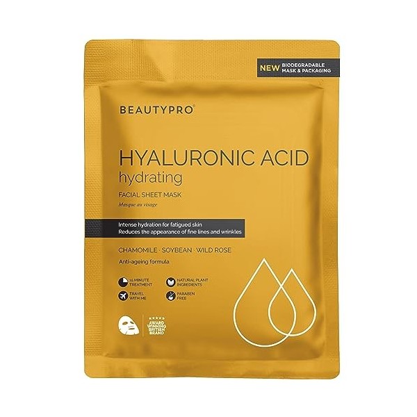 BeautyPro THERMOTHERAPY Warming Gold Foil Sheet Mask With Hyaluronic Acid & Q10, Thermal Foil Mask, Restoring & Moisturising,