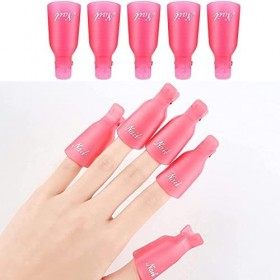 Kafeiya 10 Pièces Dissolvant pour vernis à ongles,UV Outil Capuchon Plastique,Nail Art Clip,pince à ongles dissolvant,Outil P