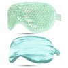 2PACK Gel Beads Eye Mask + Silk Sleep Mask, Hot/Cold Eye Mask Ice Relax & Massage Eye Mask for Puffy Eyes, Adjustable Stra...