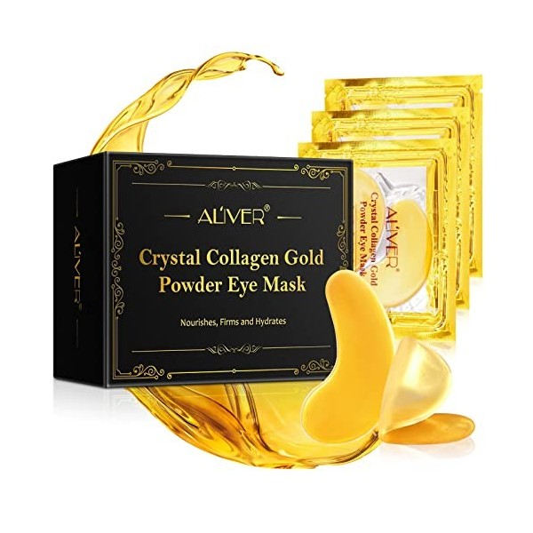 Masque pour les yeux en or 24 carats, 25 paires traitement pour les yeux gonflés et les cernes, patchs sous les yeux masque p