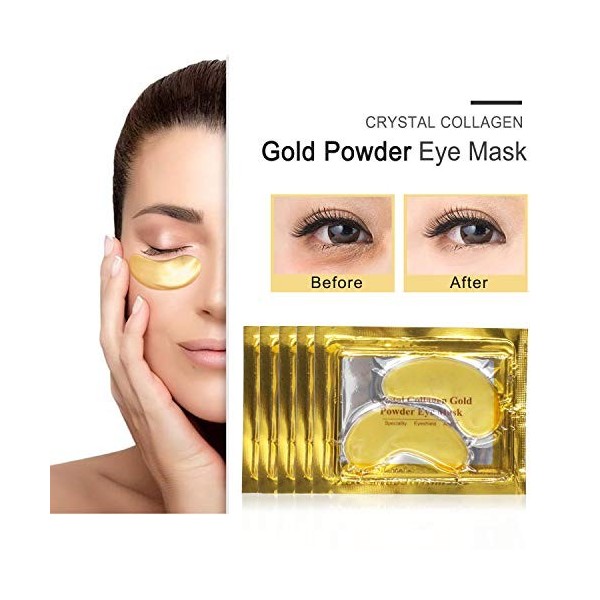 Masque pour les yeux en or 24 carats, 25 paires traitement pour les yeux gonflés et les cernes, patchs sous les yeux masque p