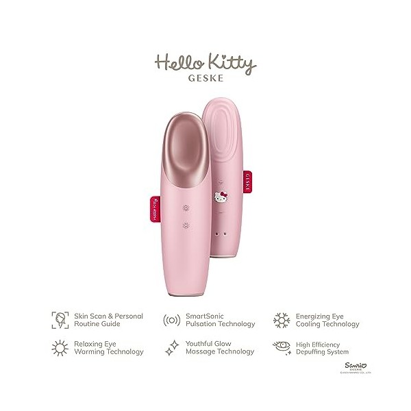 GESKE x Hello Kitty | SmartAppGuided™ Warm & Cool Eye Energizer | 6 in 1 | Masseur oculaire | Masseur anti-cernes | Supprimer