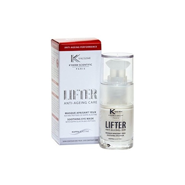 KDERM - Lifter Masque Apaisant Yeux - Soin Relaxant Anti-Rides et Anti-Cernes aux Bio-Peptides de Kappa-Elastine - Flacon-Pom