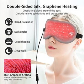 Masque Chauffant Yeux en soie GRAPHENE TIMES, thérapie physique infrarouge lointain électrique, thérapie à chaud contrôles de