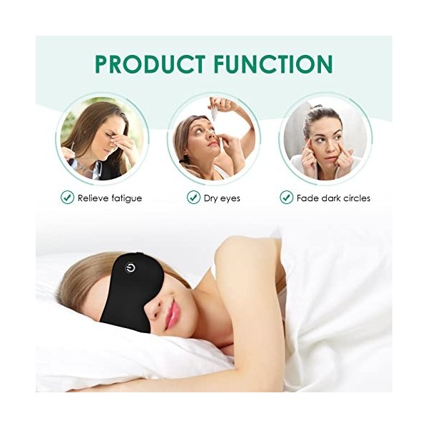 Masque pour les yeux chauffant brzsacr, tapis chauffant en soie sans fil avec température intelligente et minuterie, sécheres