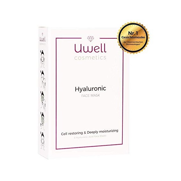 8 pièces masque Hyaluron | Masque en tissu premium | Masque hydrogel | Masque en toison dacide hyaluronique | Hydratant | Vé