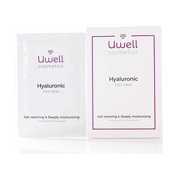 8 pièces masque Hyaluron | Masque en tissu premium | Masque hydrogel | Masque en toison dacide hyaluronique | Hydratant | Vé