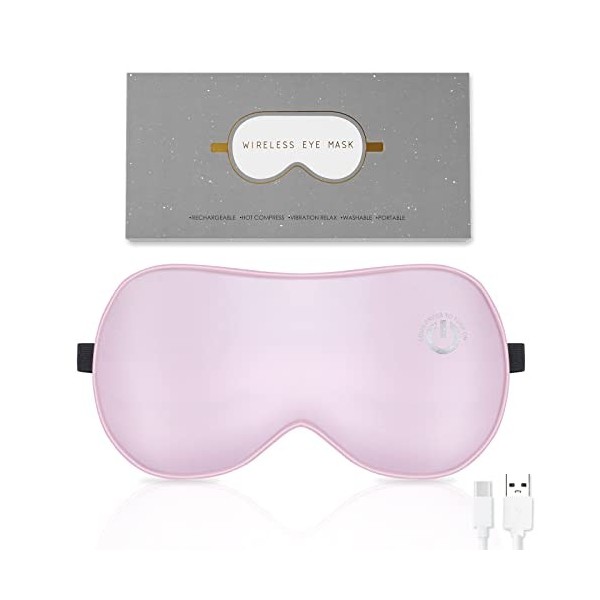 Masque pour les yeux chauffant brzsacr, tapis chauffant en soie sans fil avec température intelligente et minuterie, sécheres