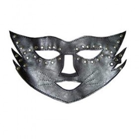 Masque pour les yeux en cuir PU pour le visage de chat - Noir - Taille unique