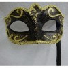 Masque vénitien pour les yeux sur bâton Noir/bronze et doré