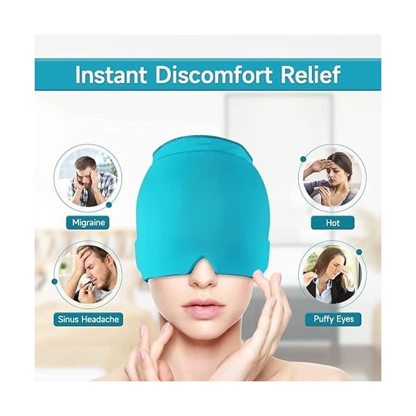 TOOSOAR Gel Migraine Relief Cap, Extensible Bonnet Anti Migraine, Réutilisable Bonnet Migraine, Compresses Chaudes et Froides