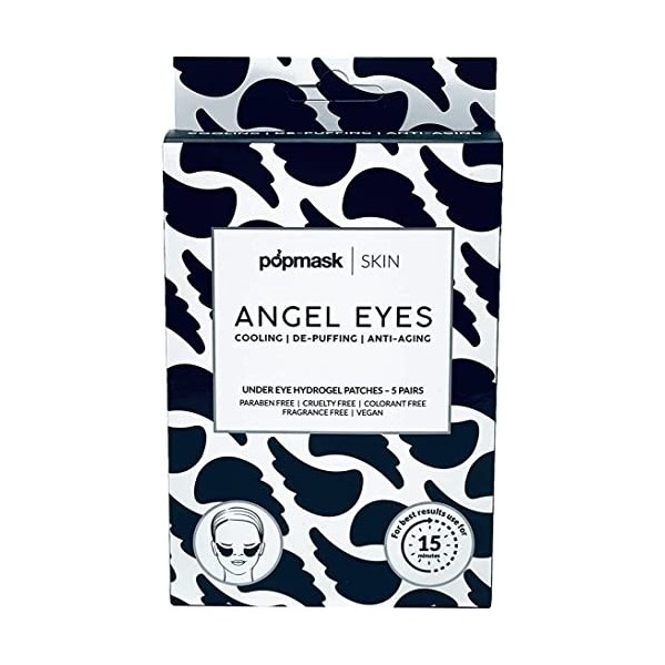 Popmask Angel Eyes Cooling & Anti-Aging Under-Eye Hydrogel Eye Mask Patches - For Hydrating, Rejuvenating & De-puffing Tired,