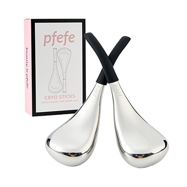 Pfefe Cryo Sticks Ice Globes - Outils de Soins de la Peau du Visage et Des Yeux - Bâtons de Cryo en Acier Inoxydable Pour - G