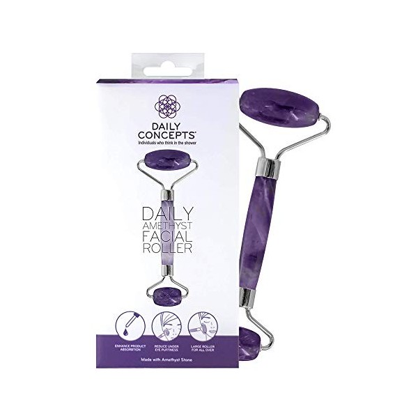 Daily Concepts Daily Amethyst Facial Roller Helps Flush Lymphatic System, Increase Circulation, Reduce Puffiness and Relieve 