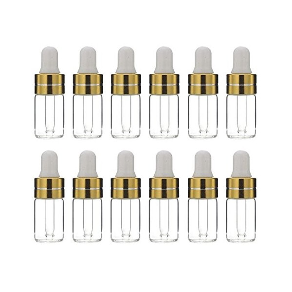 12 PCS 3 ML Recharge Verre Huile Essentielle Bouteilles Compte-gouttes Maquillage Cosmétique Échantillon Pot Jar Pot avec Oei