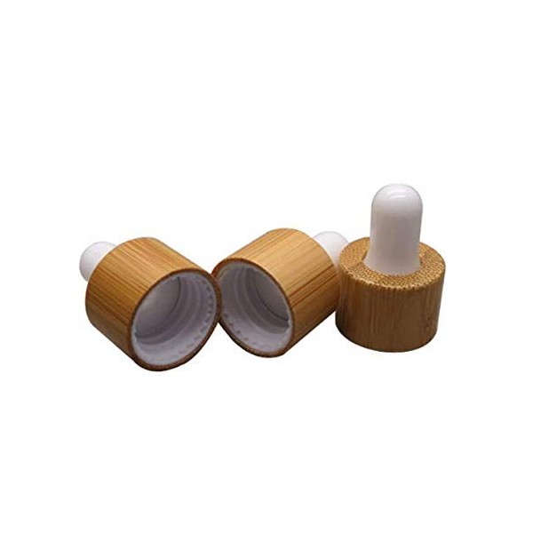 Lot de 3 flacons vides en verre transparent avec compte-gouttes et tête en bambou pour produits cosmétiques et maquillage, tr