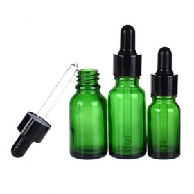 VASANA Lot de 6 flacons ronds en verre vert avec compte-gouttes pour huiles essentielles, parfum, aromathérapie, etc.