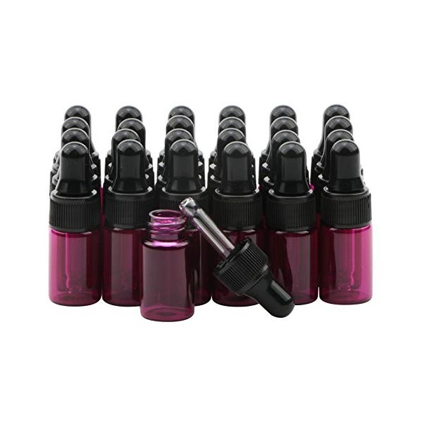 Rowiz Lot de 30 flacons rechargeables en verre rose de 3 ml pour huiles essentielles, parfums, cosmétiques, liquides, aromath