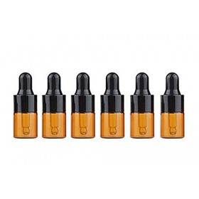 VASANA Lot de 12 flacons vides de 2 ml en verre ambré pour huiles essentielles, flacons avec bouchon en caoutchouc noir pour 