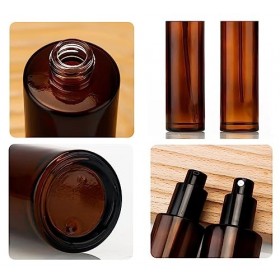 Lot de 3 flacons de voyage en verre ambré de 60 ml - Anti-fuite - Pour crème cosmétique, crème, lotion, pompe de voyage avec 