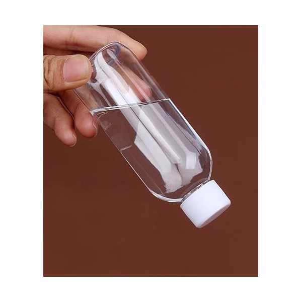 Lot de 12 flacons vides en plastique transparent de 30 ml avec bouchon à vis blanc rechargeables, conteneurs déchantillons d