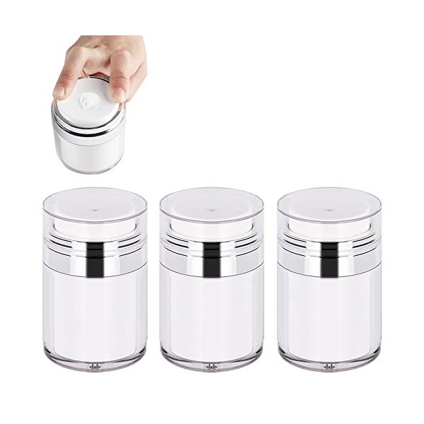 Lot de 3 pots à pompe Airless - Distributeur de crème rechargeable - Pot à lotion sans air - Crème - Conteneur cosmétique por