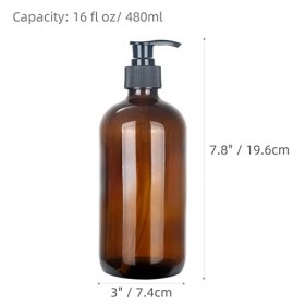 Magic Season Boston Lot de 2 bouteilles rondes en verre Ambre 480 ml avec pompe