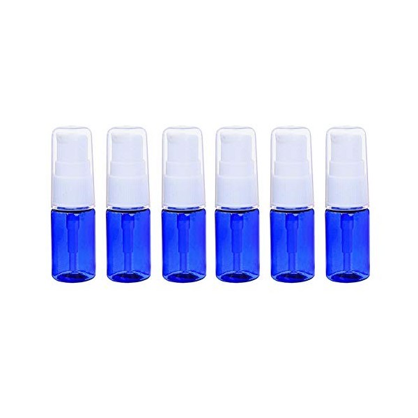 Lot de 6 flacons vides rechargeables de 10 ml avec pompe à pompe blanche, pour ranger émulsion, shampooing, etc. Bleu, l, 10m