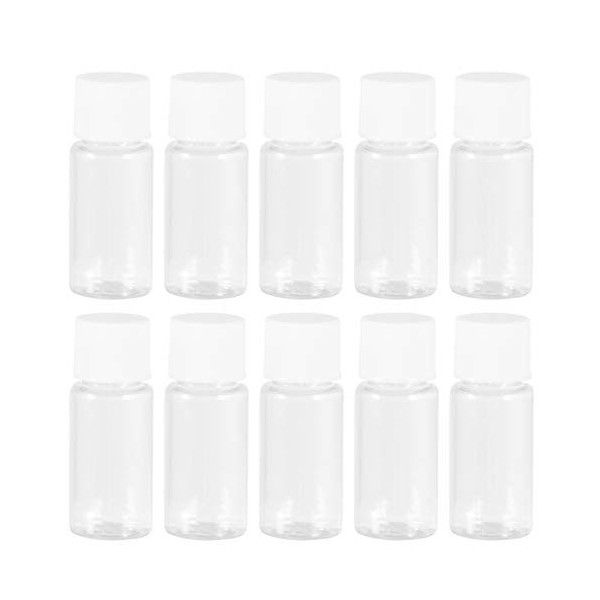 FRCOLOR Lot de 25 mini flacons de 10 ml rechargeables transparents pour produits de toilette, shampooing, lotion, cosmétiques