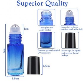 JamHooDirect Lot de 10 flacons roll-on pour huiles essentielles 5 ml – Bouteilles rechargeables en verre arc-en-ciel avec bil