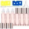 Hriymtd 6pcs Bouteilles de 10 ml dhuiles Essentielles Flacons Roll On Rechargeables en Verre Bouteilles à Rouleaux Huile Ess