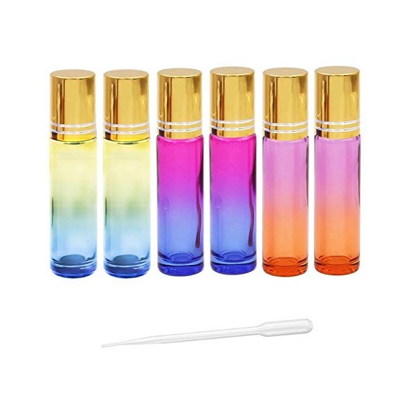 Rowiz Lot de 20 flacons en verre ambré de 10 ml avec pipette en verre,  flacons compte-gouttes rechargeables pour huiles essen