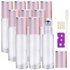 Alledomain Lot de 10 flacons à bille rechargeables en verre transparent avec boules en acier inoxydable et bouchon or rose, 1