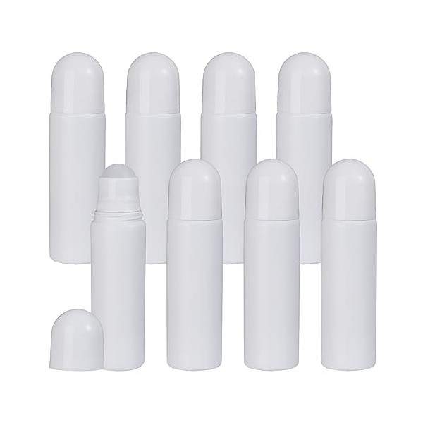 NICENEEDED Lot de 8 flacons à Bille Rechargeables de 100 ml, Bouteilles à Bille Roulante en Plastique Vides, Récipients de Dé