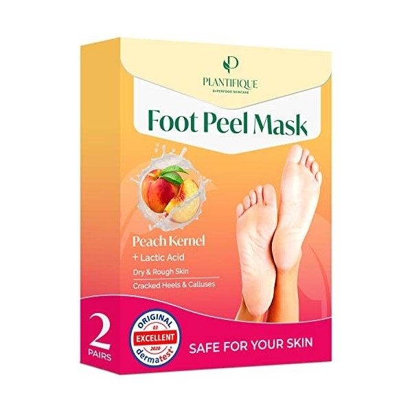 Masque Peeling Pied Peaux Sèches - Chaussette Exfoliante Pied, Peeling Pêche 2 PAIRES - Foot Peel Mask by PLANTIFIQUE - Callu