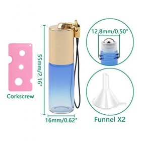 Rowiz Lot de 15 flacons à bille en verre de 5 ml avec protection UV, flacons vides en verre avec boules en acier inoxydable e