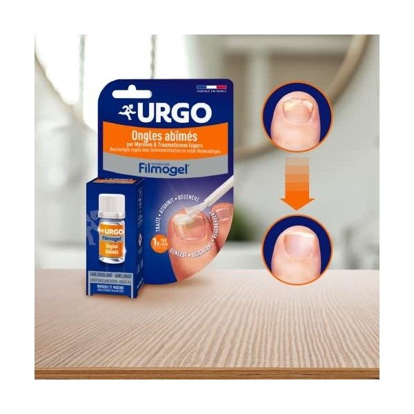 Urgo - Filmogel Ongles Abîmés par Mycose ou Traumatisme léger - Régénére et Renforce lOngle - Pinceau Applicateur - 3,3 ml -