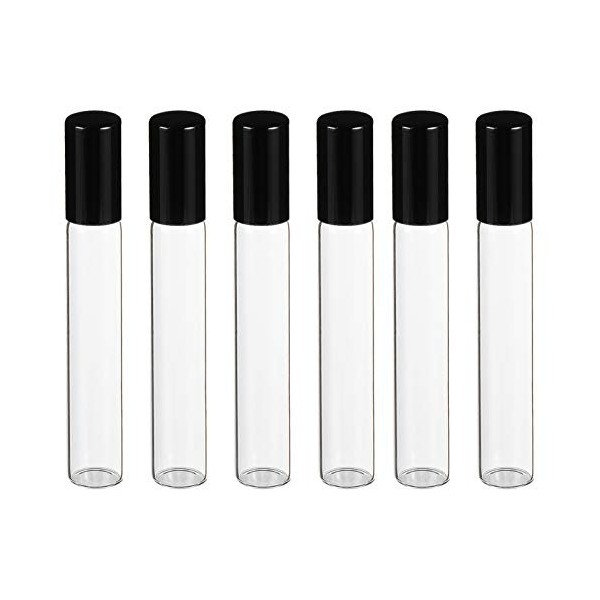 iplusmile Lot de 6 flacons roll-on vides de 10 ml pour huiles essentielles, flacons en verre daromathérapie, flacons pour sa