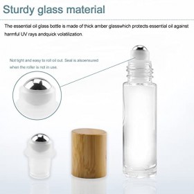 Lot de 12 flacons à bille en verre transparent rechargeables pour huiles essentielles, flacons à rouleau de 10 ml avec couver