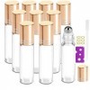 Lot de 6 flacons roller transparents pour huiles essentielles de 10 ml.